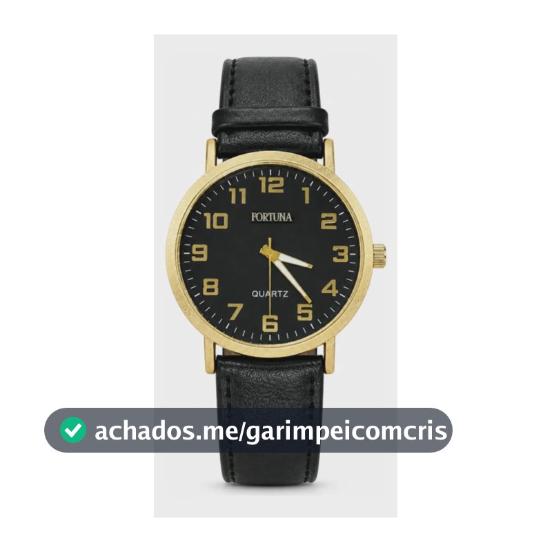 Relógio De Pulso Masculino Minimalista Old Money Fortuna Preto Cx Dourada E Preto