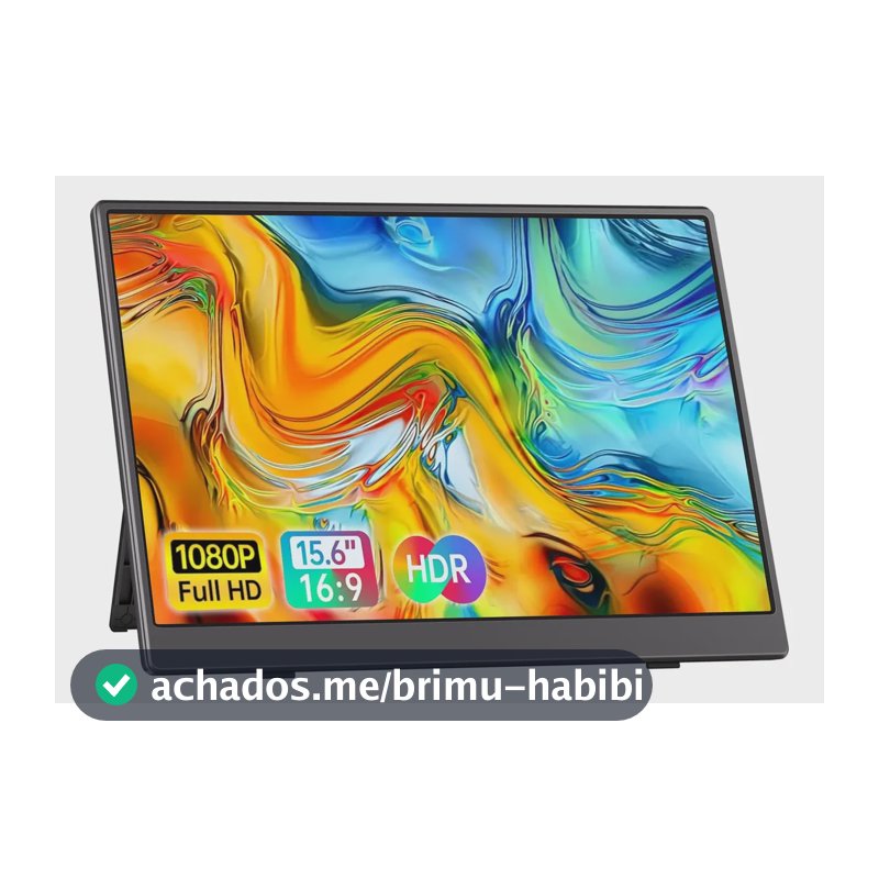 Monitor Portátil 15.6'' Tela Externa Hdr Ips 1080p Ultrafino Preto 127/220v