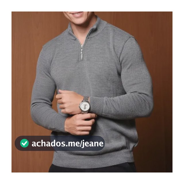 Suéter Masculino Gola Ziper Tricô Blusa Casual Premium Frio Grafite Liso Gg