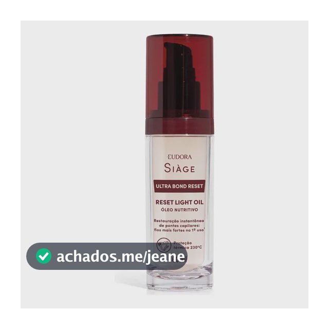 Eudora Siàge Óleo Nutritivo Ultra Bond Reset Light Oil 60ml