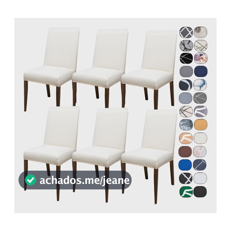 Kit 6 Capa Cadeira Jantar Tecido Importado Spandex Mais Resistente Elástico Cor Palha