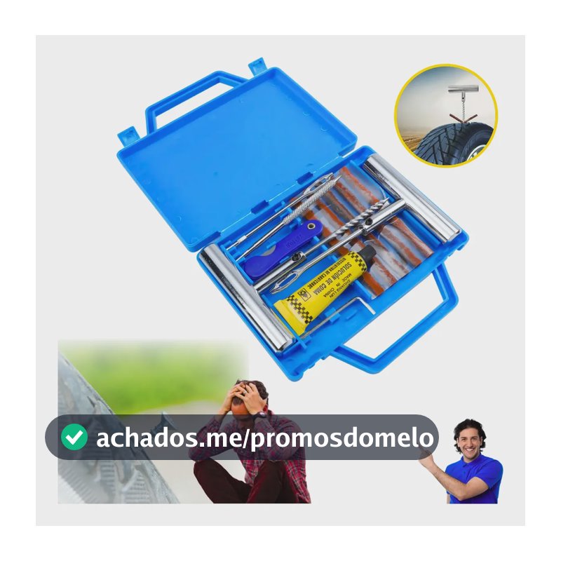 Kit Remendo Metal Reparo Macarrão Pneu Carro Moto Com Maleta