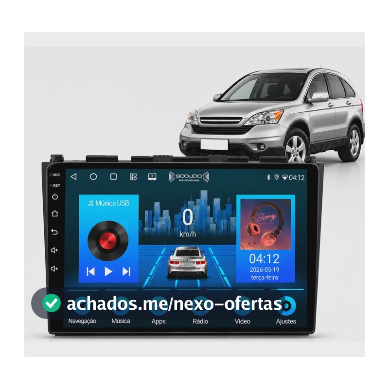 Multimidia Honda Crv 2007 A 2011 2+64gb Quadcore 9p Preto Fosco