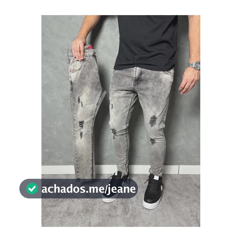 Calça Jogador Skinny Jeans Cinza Clara Estonada Com Rasgos Cinza Estonada Com Rasgos 44