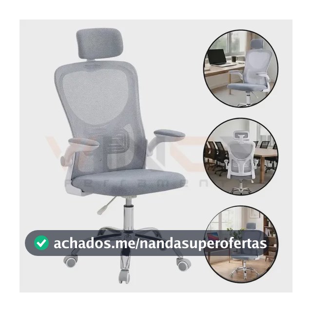 Cadeira para Computador e Escritório Giratória Ergonômica 150kg Branco-Acinzentado