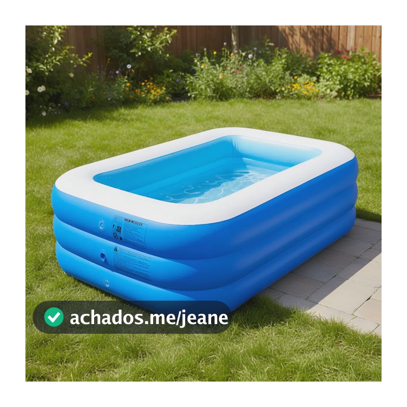 Piscina Inflável De Plástico Resistente Infantil Retangular Azul
