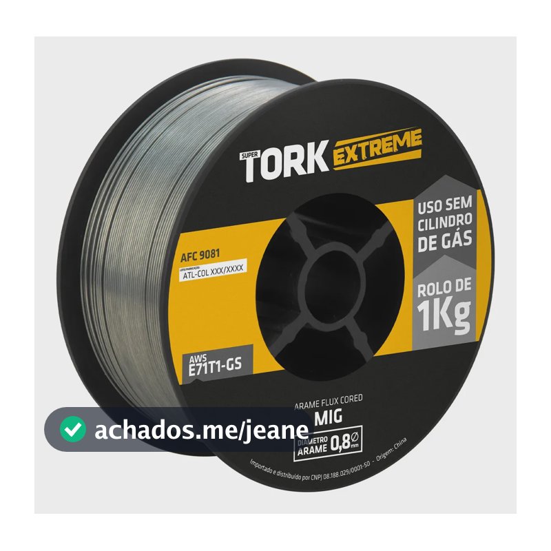 Arame Para Solda Mig Uso Sem Gás 0.8mm Rolo De 1 Kg Cinza