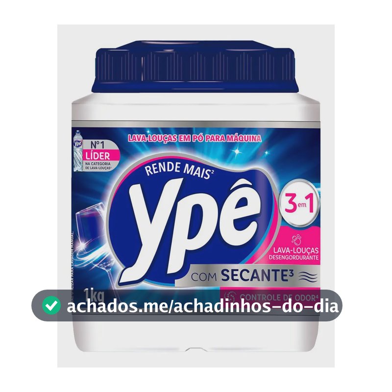 Detergente Lava Louças em Pó para Máquina Ypê 1Kg 3em1 Com Secante