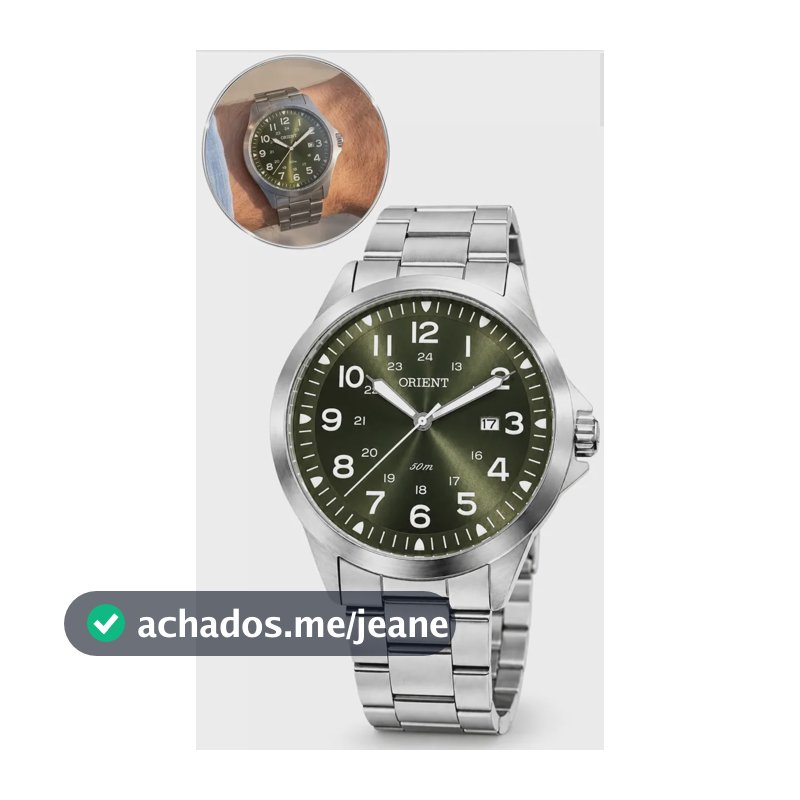 Relógio Analógico Orient MBSS1380 Fundo Verde Aço Prateado Resistente à Água