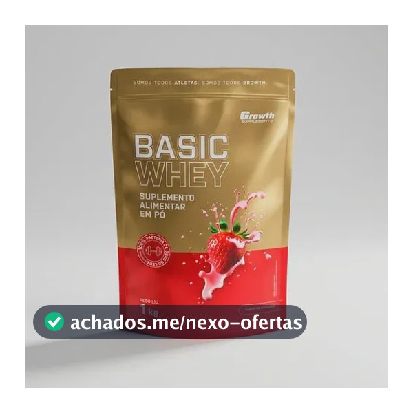 Proteína Growth Supplements Basic Whey Pro em pó sabor Morango x 1kg