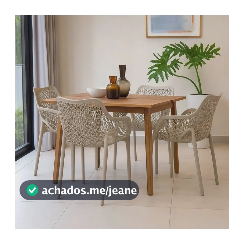 Kit 4 Cadeiras Suits Design Moderno Para Sala De Jantar Liso Nude