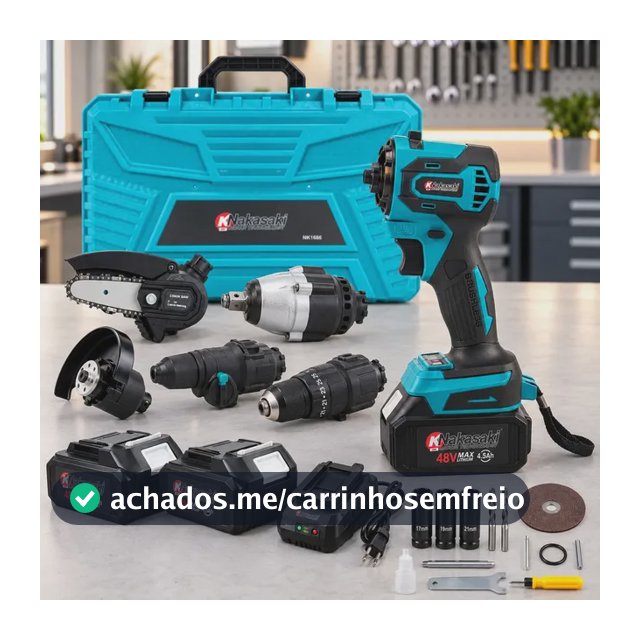 Kit Ferramentas 5 Em 1 Brushless 48v 2 Baterias Maleta