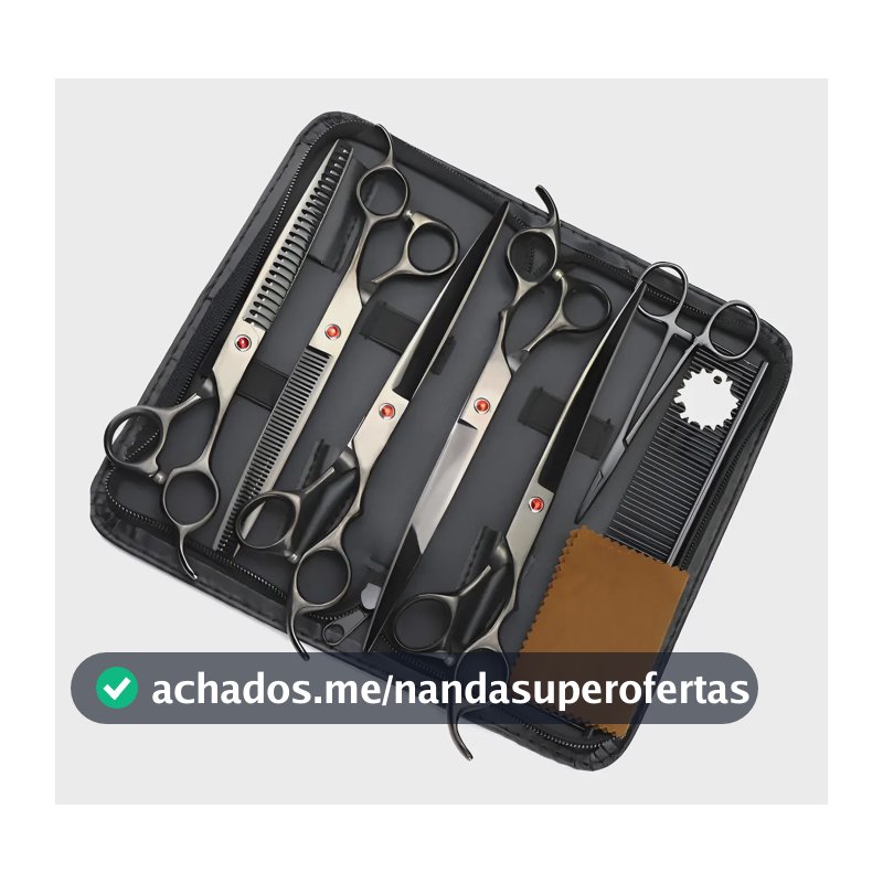 Tesouras Pet Shop Profissionais Banho Tosa Profissional 7kit 7 Pcs