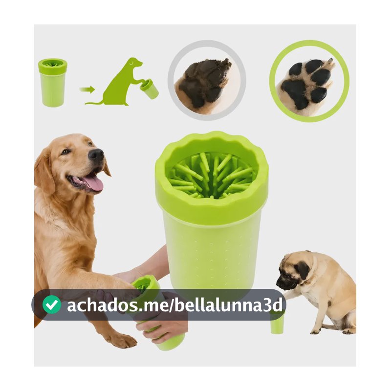 Copo Limpa Patas Cachorro Cães Pet Silicone Portátil Verde-limão