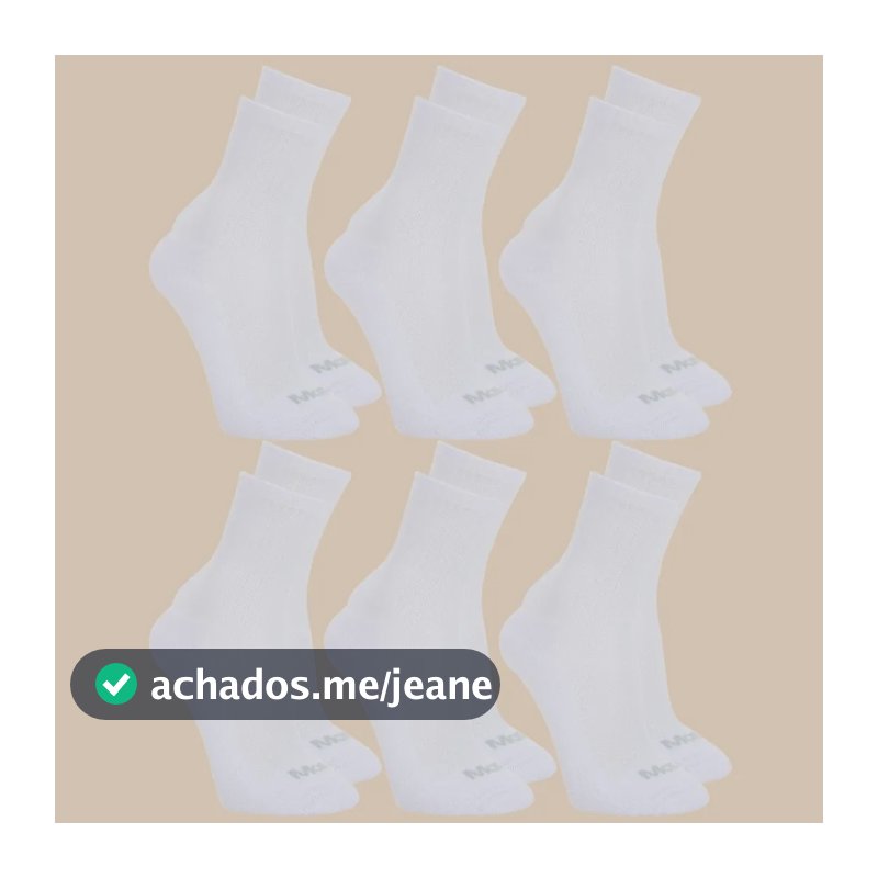 6 Pares De Meias Mash Cano Médio Longo Masculina Esportiva Kit Branca G (39 A 43)