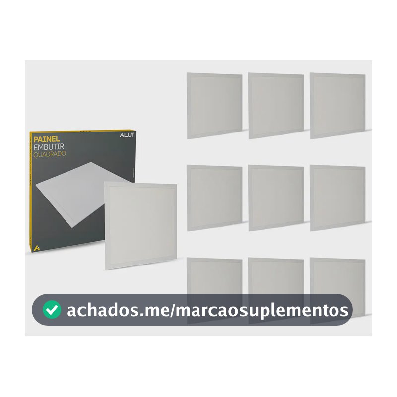 Kit 10 Plafon Led Embutir Quadrado 18w Branco Frio 6500k Bivolt Alut Painel Teto