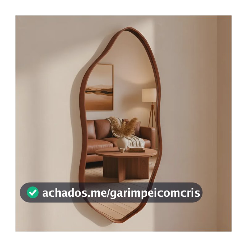 Espelho Decorativo Orgânico 60x40 Moldura Em Couro We Mirror Caramelo