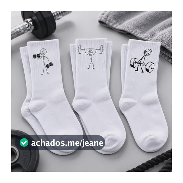 Kit 3 Pares De Meia Boneco Magrinho Academia Treino Corrida Boneco Boneco-magrinho