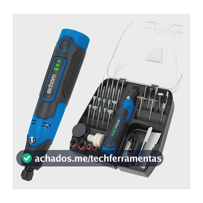 Micro retífica Portátil Sem Fio Exbom 57 Em 1 Velocidade Variável Usb-c Bateria Lítio 900mAh