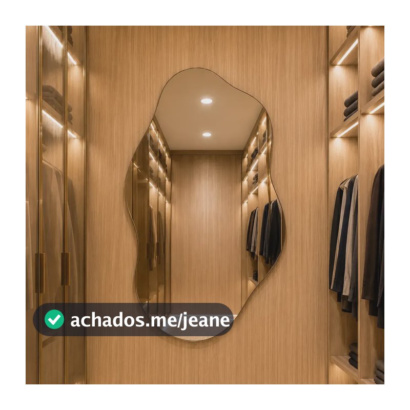 Espelho Pisa 70x50cm Design Moderno Lapidado Luxo Banheiro Suporte
