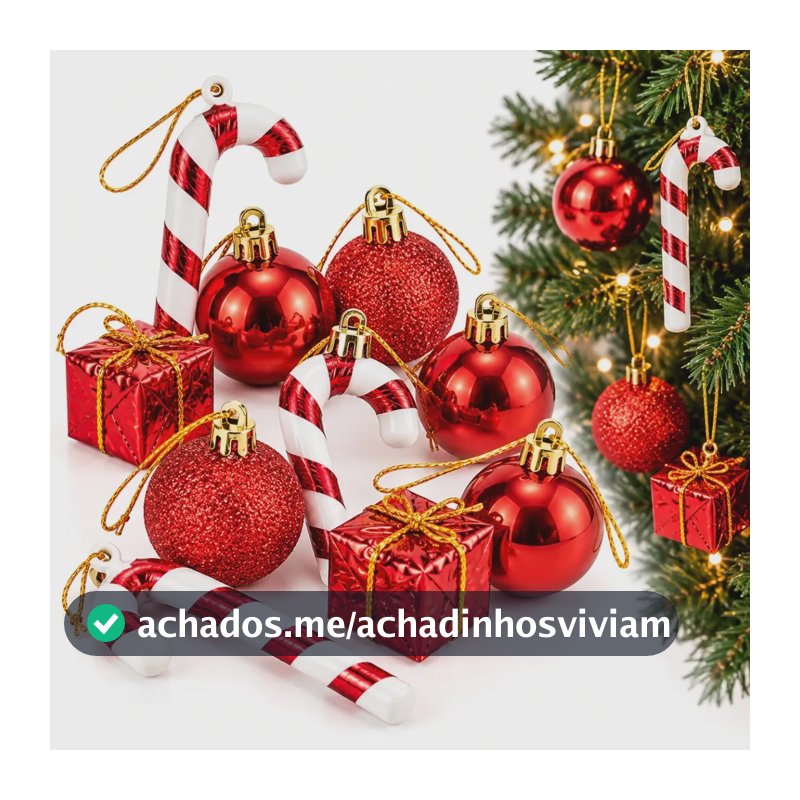 Kit 40 Enfeites Natalinos Pendentes Árvore Natal Decoração Vemelho
