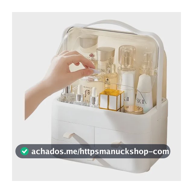 Organizador De Maquiagem Com Tampa E Gavetas Acrilico Luxo Branco