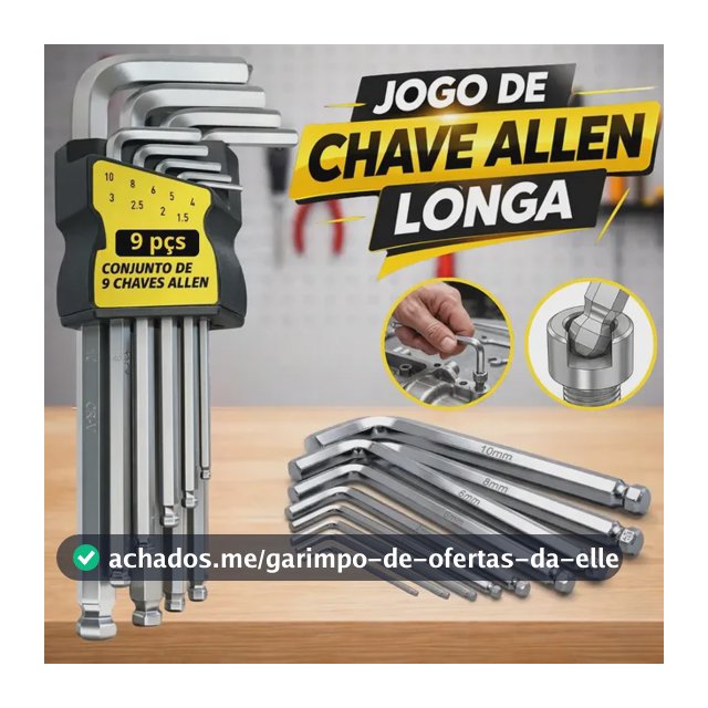 Kit Jogo Chave Allen Hexagonal L Longa 9 Peças 1,5 A 10 Mm Uso Profissional E Doméstico Kit Completo