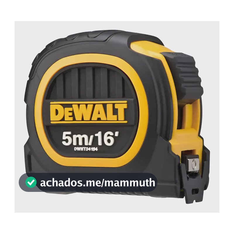 Trena Emborrachada Dewalt 5m Dwht34194 Com Gancho Magnetico