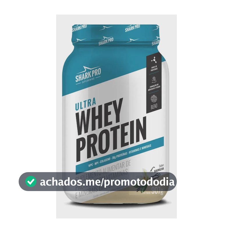 Whey Protein Concentrado Shark Pro Baunilha 907g para Massa Muscular
