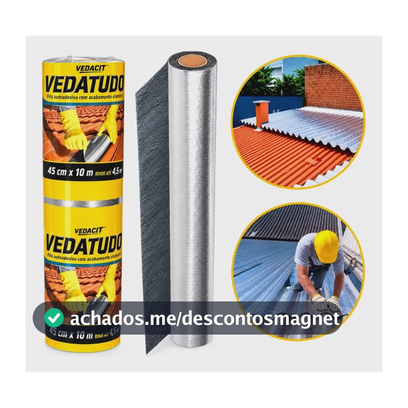 Manta Asfáltica Aluminizada Adesiva 45x10 Vedacit Prateado