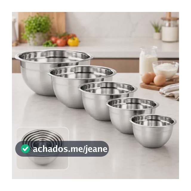 Kit 5 Tigelas Em Aço Inox  Resistentes E Versáteis 5pcs