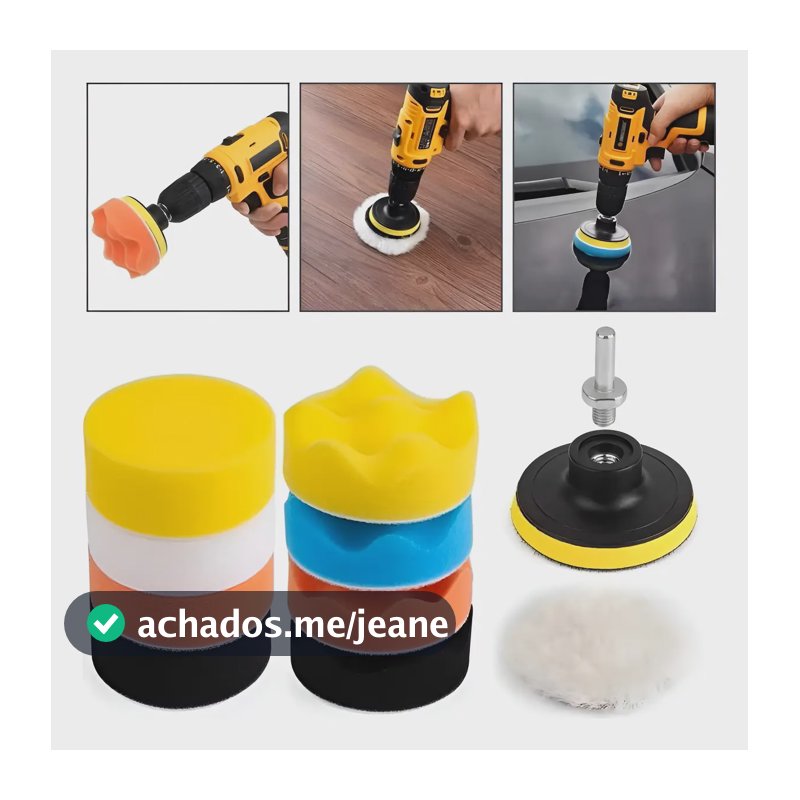 Kit Polimento Automotivo 3 Pol. 11pçs Boinas P/ Furadeira