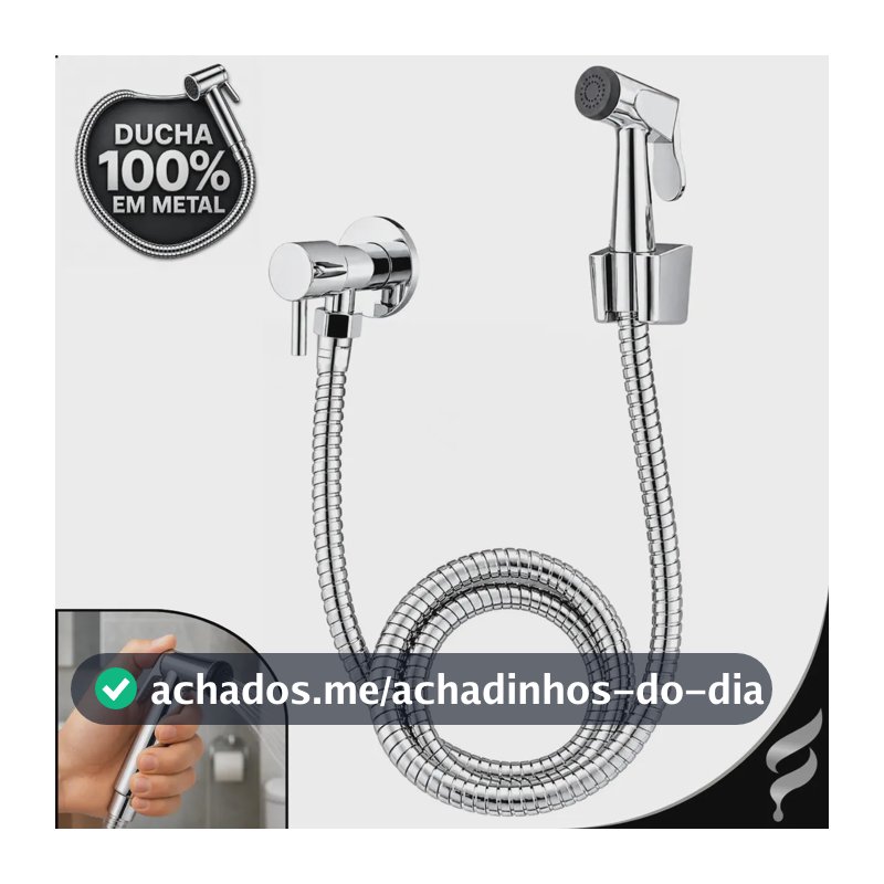 Ducha Higiênica Chuveirinho Softinox Completa 100% Metal Registro 1/4 De Volta Toda Inox Para Banheiro Privada Parede Bidê Ducha Redonda Cromada Preta Luxo