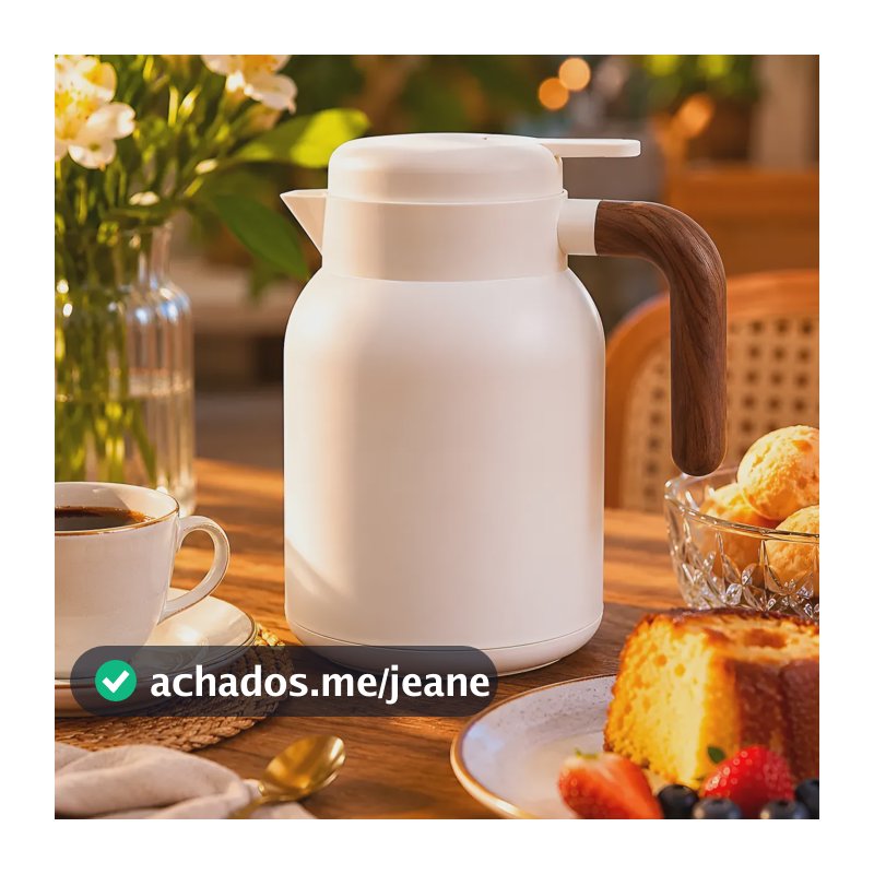 Garrafa Termica C/ Termometro Até 1l Bebidas Quentes E Frias Branco