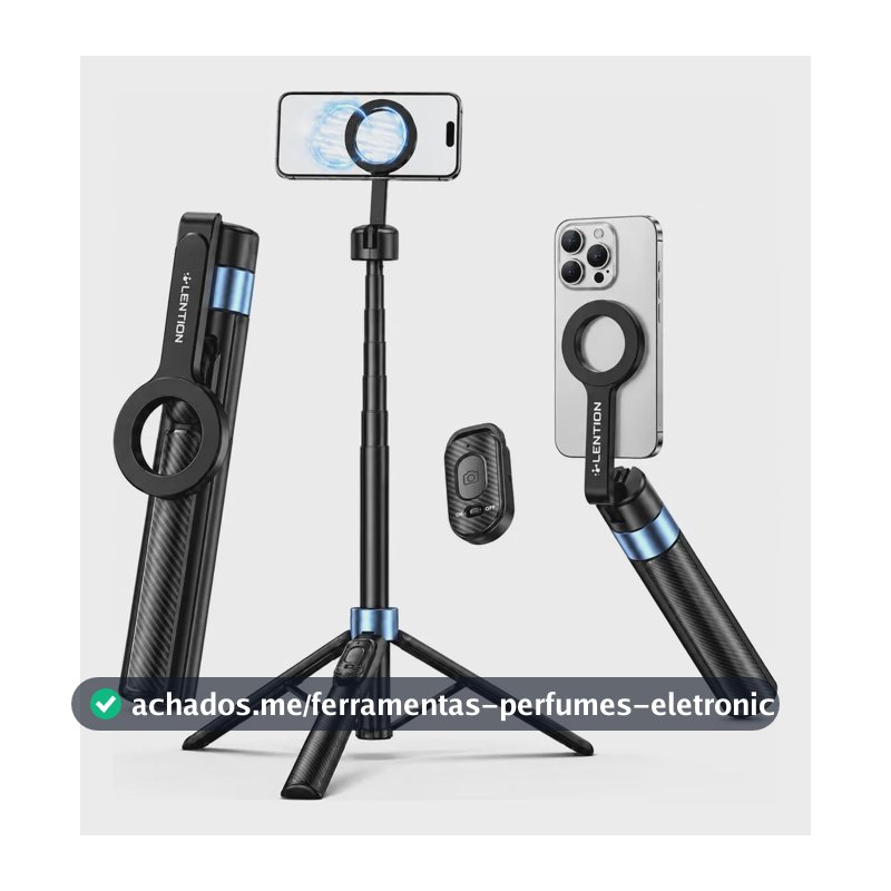 Tripé Magnético Profissional para Celular com Rotação 360°, Controle Bluetooth e 1,25m de Altura