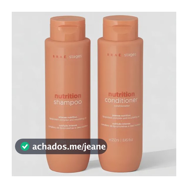 Kit Braé Stages Nutrição: Shampoo e Condicionador para Cabelos Ressecados e sem Vida