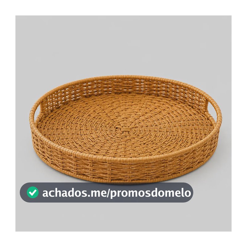 Bandeja Redonda Decorativa Café Da Manhã Chá Vime Bege
