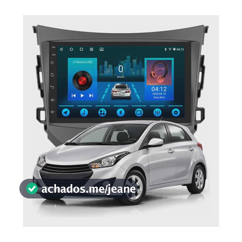 Central Multimídia Hyundai Hb20 2012/2019 Adak 7'' 64gb Qled Preta