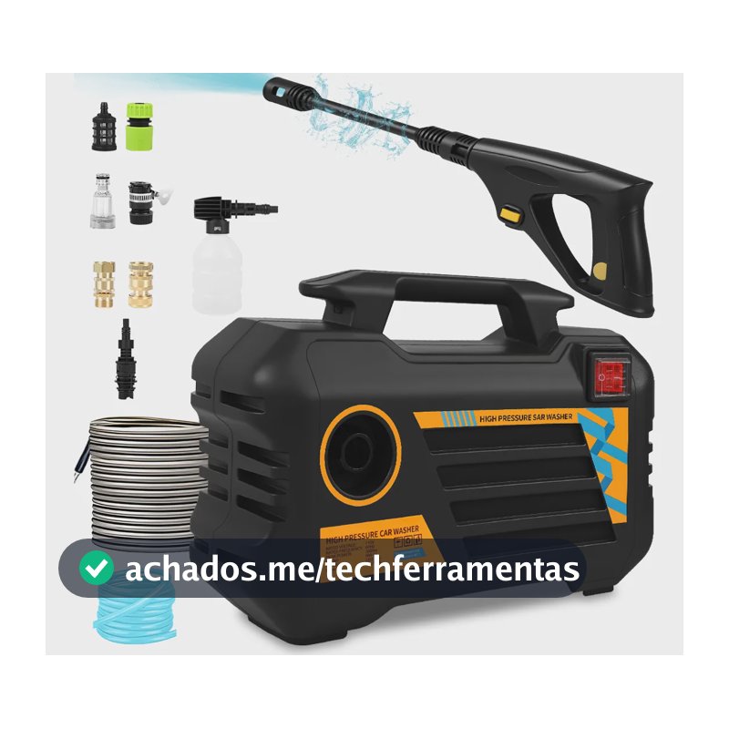 Lavadora De Alta Pressão 3000w 1300psi 390l/h Lavajato Preto 220v
