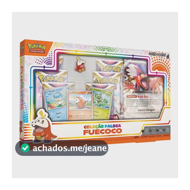 Box Pokemon Coleção Paldea Fuecoco Booster Cartas Copag Fuecoco