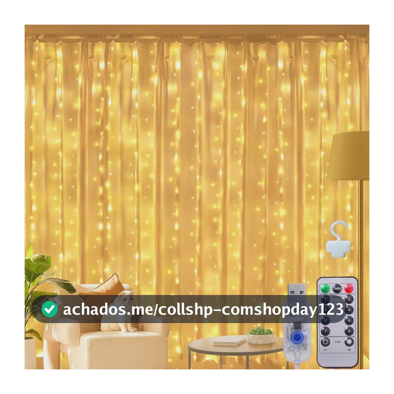 33m Cortina De Luz 300 Pisca Pisca Led Decoração De Natal Amarelo 110v/220v