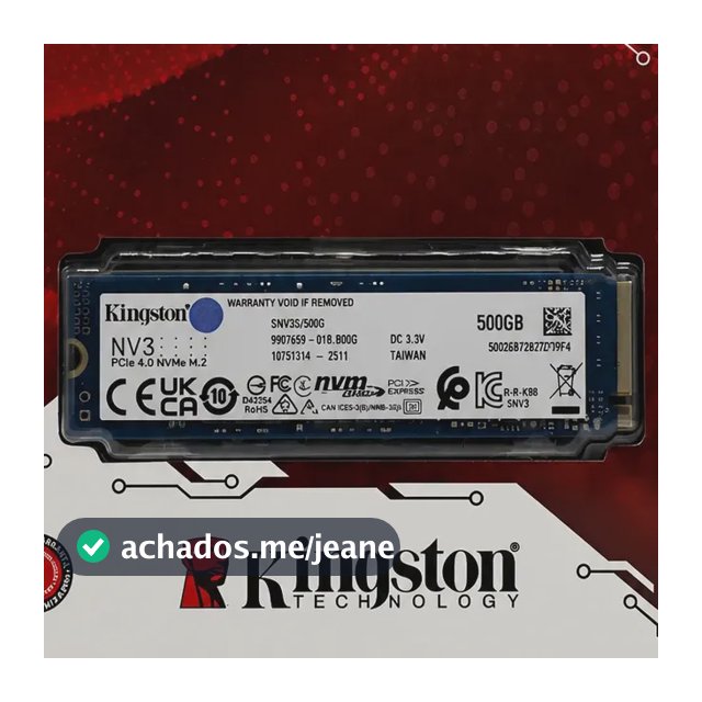 Ssd Kingston Nv3 500gb M2 2280 Nvme Pcie 4.0 Gen 4x4 Ultra R Azul-aço