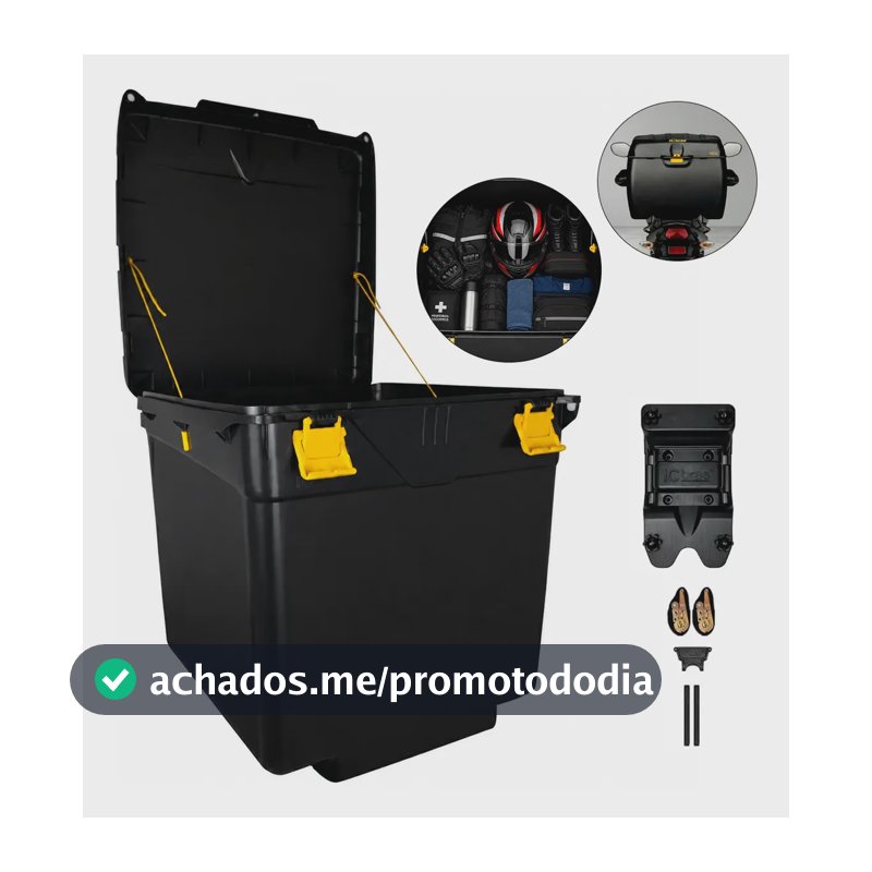 Caixa Baú 110 Litros Com Suporte Universal Motoboy Icbras Preto