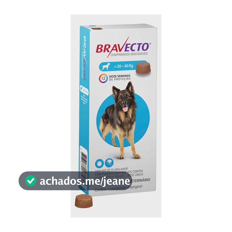 MSD Bravecto Azul-celeste Comprimidos Cachorro 20 kg a 40 kg