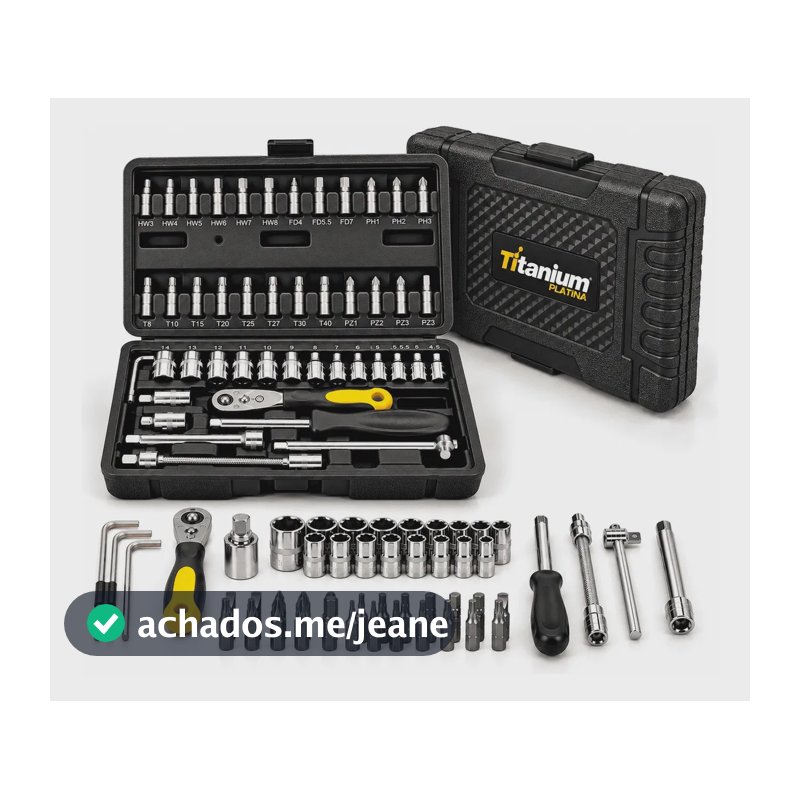 Kit Jogo De Ferramentas Com Maleta 48 Peças Titanium Platina