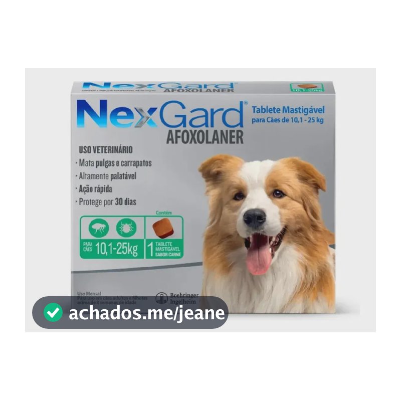 Boehringer Ingelheim NexGard TABLETE Antipulgas e Carrapatos Cão - 1 - 10 kg - 25 kg - 1 - Unidade - 1