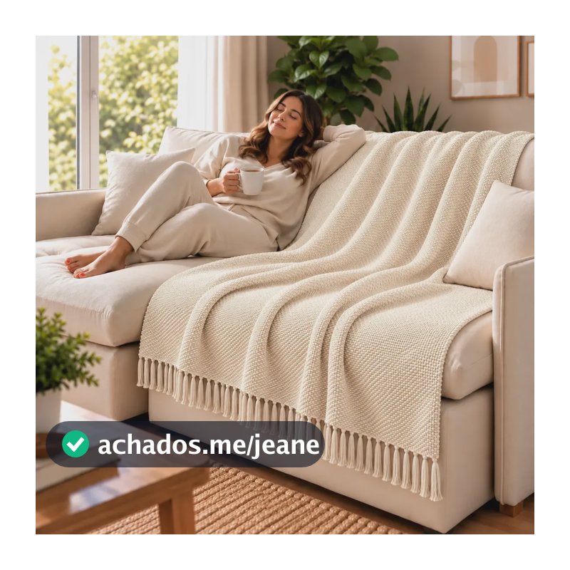 Manta De Sofá Grande 120x210 Protetora Tipo Capa Decorativa  Cru Liso