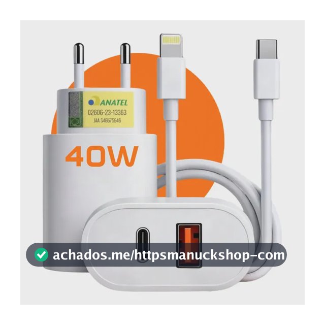 Carregador Turbo 40w Para iPhone 11 12 13 14 Pro Max Usb Branco