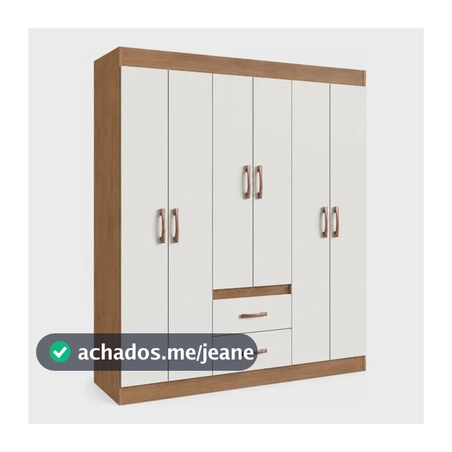 Guarda Roupa Solteiro 6 Portas 2 Gavetas Sidney Doripel Cor Off White/nogueira