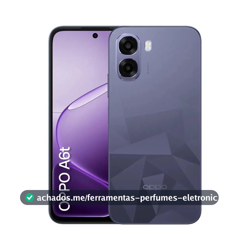 Smartphone OPPO A6t 128GB 12GB RAM (4GB + 8GB RAM Virtual) Bateria Gigante 6500 mAh Câmera AI Violeta